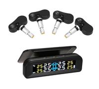 Yctze Solar Powered TPMS Wireless Tire Pressure Monitoring System with 4 Sensors Real Time LCD Display for Cars SUV Trucks (Internal Sensors)