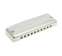 Yctze Stainless Steel Blues Harmonica 10 Holes Key of Eb for Beginners & Professionals, Portable & with Ergonomic Design (White)