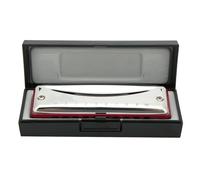 Yctze Stainless Steel Blues Harmonica 10 Holes Key of Eb for Beginners & Professionals, Portable & with Ergonomic Design (Red)