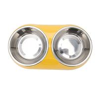 Yctze Stainless Steel Nonslip Double Pet Bowls - Double Containers Feeders for Medium & Small Pets - Food & Water Feeder with Non-Slip Base Easy to Clean Yellow (Yellow)