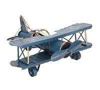 Yctze Vintage Wrought Iron Aircraft Biplane Model for Adults Desktop Decor Photo Props Goose Airplane and Amelia Earhart Plane Decoration Blue
