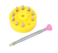 Yctze Watch Hand Setter Tool Set with 10 Replacement Pins - Stainless Steel for Hour, Minute, and Second Hands Repair, Compact Design (Yellow Base)