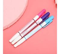 Yctze Water Erasable Pen Double Head Set, Fine Fabric Markers for Sewing and Embroidery, 3 Pcs in Red Blue Purple, Ideal for Crafting and Quilting