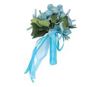Yctze Wedding Bouquet Simulation Artificial Rose with Lifelike Green Leaves - Modern Elegant Bridal Bouquet for Weddings, , Home Decor, and More (Lake Blue (WOOF: Approx. 101.6cm / 40in))