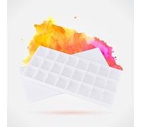 Yctze White Plastic Watercolor Paint Mixing Palette with 24 Compartments - Ideal for Artists and Students