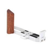 Yctze Wooden Camera Handle, Natural Wood Texture with Soft Rubber Base and Arca Compatible Plate, with Cold Shoe and 1 4 Screw Thread, for Enhanced Stability and Quick Release (Silver)
