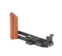 Yctze Wooden Camera Handle, Natural Wood Texture with Soft Rubber Base and Arca Compatible Plate, with Cold Shoe and 1 4 Screw Thread, for Enhanced Stability and Quick Release (Black)