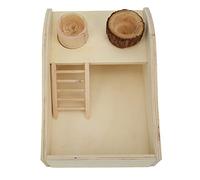 Yctze Wooden Hamster Sand Bath Box - Ideal Shower and Digging Bathtub Small Pets Like Hamsters and Guinea Pigs, Complete with Feeding Platform, Climbing Ladder, and Dust- Design