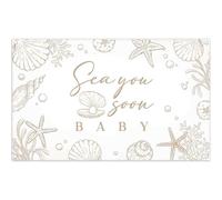 YCUCUEI 72x43inch Sea You Soon Backdrop Ocean Under the Sea Shell Starfish Photography Background Baby Shower Gender Reveal Party Decorations Photo Banner Props