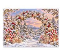 YCUCUEI 7x5ft Fabric Christmas Candy Cane Arch Photography Backdrop | Xmas Tree Background, Winter Party Decorations, Snow Forest Sunset Banner, Holiday Photo Booth, Polyester, Grommets, 1PC