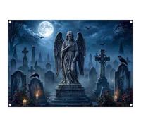 YCUCUEI 7x5ft Halloween Dark Graveyard Angel Statue Photography Backdrop