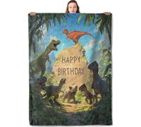 YCUFN Dinosaur Flannel Blanket 40"x50" Colorful Jungle Animal Lightweight Throw Blankets Birthday for Dino Lovers Office Bedroom Sofa Travel Party Theme Home Decorate