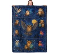YCUFN Forest Owl Flannel Blanket 60"x80" Colorful Bird Night Sky and Moonlit Lightweight Throw Blankets Birthday for Wildlife Lovers Office Bedroom Sofa Travel Funny Home Decorate