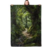 YCUFN Forest Path Flannel Blanket 40"x50" Moss Stone Tree and Stream Landscape Lightweight Throw Blankets Birthday for Nature Lovers Office Bedroom Sofa Travel Home Decorate