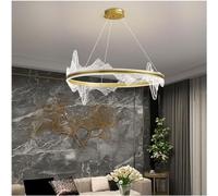 YCVAWEOD 1-Ring Circular Black Gold V-intage Dimmable LED Modern Chandelier Flush Mount Ceiling Pendant Light Iceberg Hanging Lamp,Hanging Lights LWX