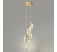 YCVAWEOD 2-Lights Spiral, Metal Flute Hanging Lamp with Acrylic Light Guide Shade, Modern LED Pendant Light - 10W, Bedside Suspension Lamps, Simple Dining Room Drop Lighting Fixture LWX