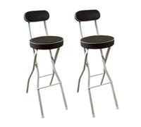 YCVAWEOD 2-Pack Folding Bar Stools for Adults Round High Chairs with Backrest Portable Seating for Camping Office Living Room Bathroom Garden (Brown 75cm Seat Height) LWX