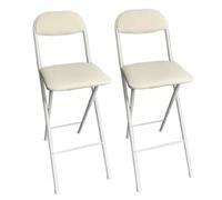 YCVAWEOD 2-Piece Portable Folding Chair Set with Cushioned Seats Ideal for High Bar Office Guitar Compact Design White - 70cm High Stool LWX