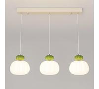 YCVAWEOD 3-Head, Long Plate Metal Pendant Light with White Acrylic Shade, G9 Lighting Fixtures, Creative Pumpkin Shaped Hanging Lamp, Modern Simple Suspension Lamps LWX