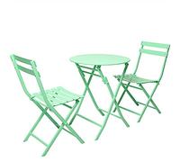 YCVAWEOD 3 Piece Foldable Bistro Set Weather Resistant Metal Patio Table & Chairs Outdoor Furniture for Garden Yard Balcony and Backyard Dining LWX