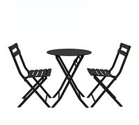 YCVAWEOD 3 Piece Foldable Bistro Set Weather Resistant Metal Patio Table & Chairs Outdoor Furniture for Yard Garden Balcony Stylish & Dining Set LWX