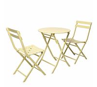 YCVAWEOD 3 Piece Folding Bistro Set Weather Resistant Metal Patio Table & Chairs Outdoor Furniture for Garden Yard Balcony Stylish & Dining Set LWX