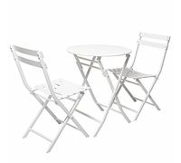 YCVAWEOD 3 Piece Folding Bistro Set Weather Resistant Outdoor Metal Patio Furniture Stylish Table & Chairs for Garden Yard Balcony and Backyard Use LWX