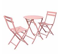YCVAWEOD 3 Piece Outdoor Bistro Set Foldable Metal Patio Table & Chairs Weather Resistant Garden Furniture for Yard Balcony & Backyard Dining LWX