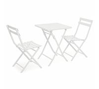 YCVAWEOD 3 Piece Outdoor Folding Patio Furniture Set Metal Bistro Table and Chairs Space Saving Garden Furniture Ideal for Balcony Deck and Patio Use LWX