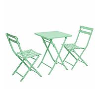 YCVAWEOD 3 Piece Outdoor Folding Patio Furniture Set Metal Bistro Table and Chairs Space Saving Portable Patio Dining Set for Garden Deck Balcony and Backyard LWX