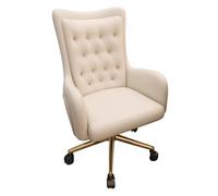 YCVAWEOD 360° Swivel Office Chair Comfortable Padded Makeup Chair Adjustable Height Rolling Desk Chair Easy to Assemble Leather Upholstered Seat LWX