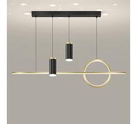 YCVAWEOD 39.4" Linear Pendant Light, Ultra-Thin Metal Strip Hanging Lamp with Starry Sky Lights, Modern LED, Black Long Suspension Lamps, Mi Decorative Lighting Fixture LWX