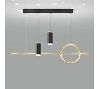 YCVAWEOD 39.4" Linear Pendant Light, Ultra-Thin Metal Strip Hanging Lamp with Starry Sky Lights, Modern LED, Black Long Suspension Lamps, Mi Decorative Lighting Fixture LWX