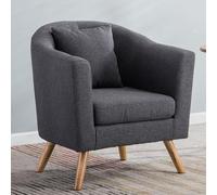 YCVAWEOD Accent Arm Chairs for Living Room,Fabric Chairs for Living Room Upholstered Armchair With Pillow for Bedroom,Apartment,Studio,Office,Waiting Room dark gray LWX