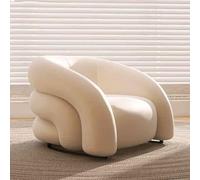 YCVAWEOD Accent Chairs, Flannel Living Room Chair, Comfy Upholstered Armchair Single Sofa Chair With Solid Wood Frame for Bedroom/Office/Reading Spaces White LWX