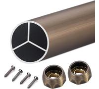 YCVAWEOD Adjustable Champagne Closet Rod Wall Mounted Metal Clothes Hanger 45in Detachable Oval Wardrobes Pole with End Supports for Closet Storage LWX