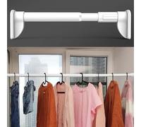YCVAWEOD Adjustable Clothes Rack No Drill Stand Bathroom & Wardrobe Garment Rod Metal Shower Curtain Rod Versatile Clothing Hanger for Laundry Room (White 0.9m) LWX