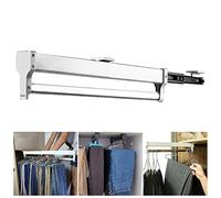 YCVAWEOD Adjustable Clothing Organizer Holder - Extendable Clothes Rail With 2 Sliding Track, Pull Out Closet Rod Adjustable 30-80cm Wardrobe Rail Clothes Rack, Load-bearing 25kg(800mm/31.5inch) LWX