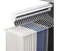 YCVAWEOD Adjustable Extendable Clothes Rail with Sliding Track, Pull-Out Closet Valet Rod, 26-66cm Wardrobe Hanger Rack, 15kg Load Capacity, Stylish White, 46cm/18.1in LWX