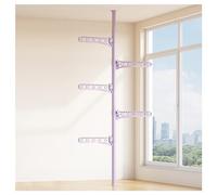 YCVAWEOD Adjustable Garment Rack with 3-6 Tiers Floor-to-Ceiling Free Standing Corner Rod Sturdy Closet nizer for Bedroom Living Room and Balcony (Silver 5 Levels) LWX