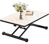 YCVAWEOD Adjustable Height Coffee Table to Dining Table Folding Wooden Top with Sturdy Metal Cross Legs Convertible Living Room Furniture (Size: 120 * 60 * 10 71cm Color: B) LWX