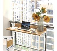 YCVAWEOD Adjustable Height Folding Balcony Table - Space-Saving Rail Table for Railing, Compact Hanging Design for Small Spaces, Perfect for Outdoor Dining & Relaxation LWX