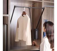 YCVAWEOD Adjustable Pull-Down Closet Rod - 51-121cm Extendable Hanging Rail for Space Saving Wardrobe, Soft Return Clothes Hanger, Perfect for Organizing Your Wardrobe LWX