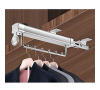 YCVAWEOD Adjustable Pull-Out Closet Rod 10-18in, Retractable Wardrobe Hanger Rail, Telescopic Towel Rack, Top Mount Extender for Space-Saving Clothes Organization LWX