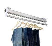 YCVAWEOD Adjustable Pull Out Clothes Hanger Rod Steel Sliding Wardrobe Clothing Rail with Easy Installation Space Saving Organizer for Pants 80cm LWX