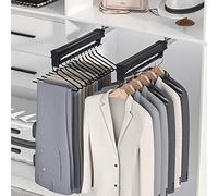YCVAWEOD Adjustable Pull-Out Clothes Rack - Extendable Aluminum Wardrobe Hanger for Ceiling Mount Telescopic Clothes Rod Space-Saving Closet Set of 2 LWX