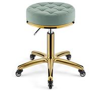 YCVAWEOD Adjustable Rolling Stool for Barber, Salon, Clinic, Office - Heavy-Duty Hydraulic Metal Chair with Golden Stem, Design for Comfort and Mobility LWX