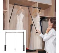 YCVAWEOD Adjustable Wardrobe Lift Rod with Soft Return Heavy Duty Clothes Hanger Rail 65 120cm Width Metal Construction Size: 60 83cm LWX