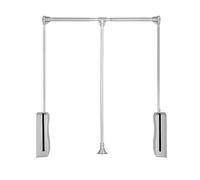 YCVAWEOD Adjustable Width Wardrobe Garment Bar - Heavy Duty Clothes Hanger Rail with Soft Return, Lift Pull Down Rod (Silver, 85-1150cm) for Organized Storage LWX