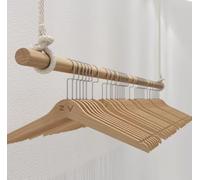 YCVAWEOD Adjustable Wooden Ceiling Clothes Hanging Rod Retractable Wardrobe Bar 0 200cm Retro Industrial Hanger for Closet nization & Space Saving LWX